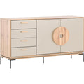 Schubladen treffen auf eine Wandmontage an dem Sideboard