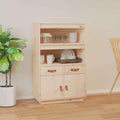 Offene Ablagen und Schubladen an dem Sideboard
