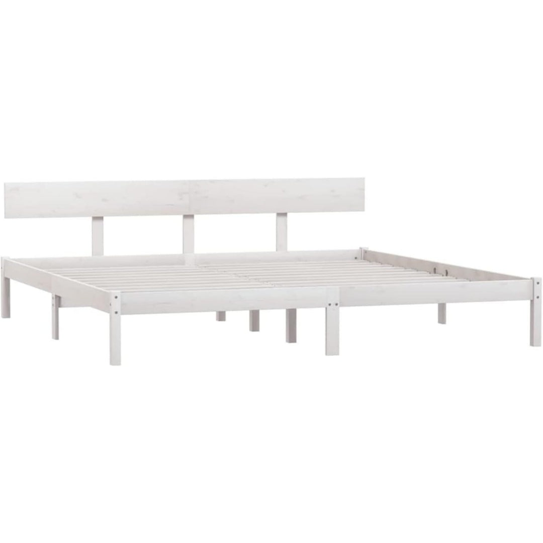 Bettgestell mit den Massen 180 x 200 cm in Weiss und Naturbraun