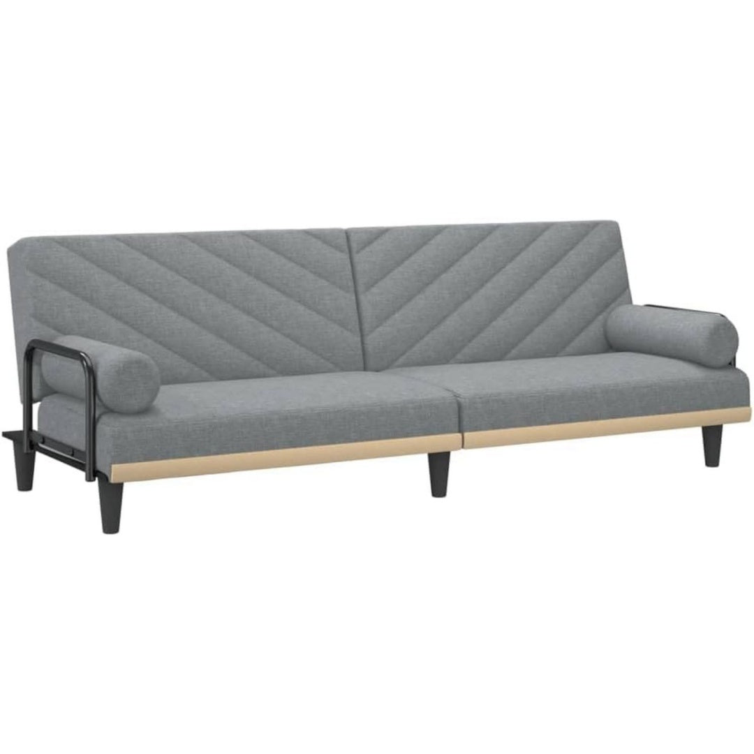 Eine verstellbare Rueckenlehne an dem Sofa aus Stoff