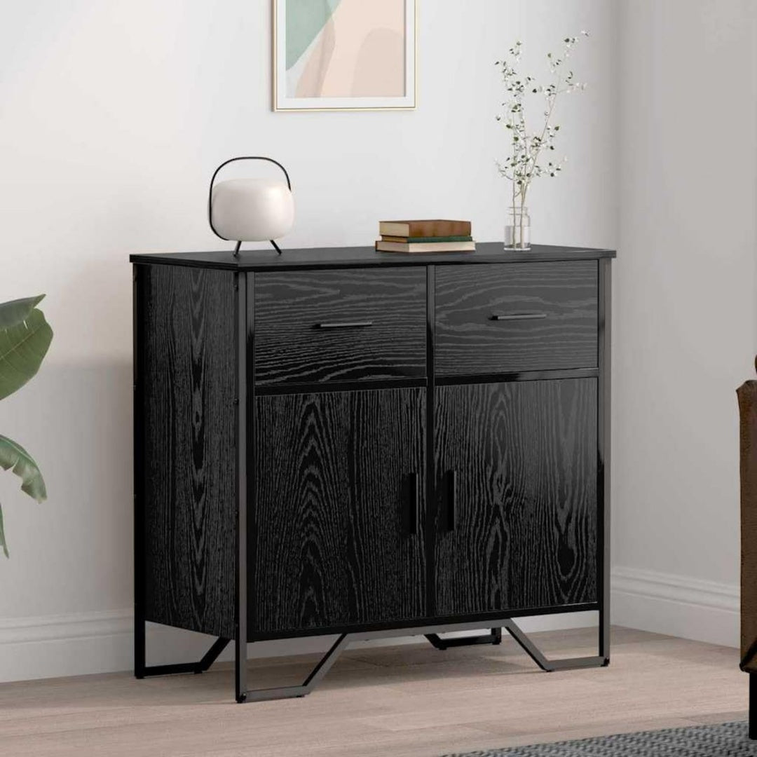 Sideboard in Schwarz und Eichenbraun mit 2 Schubladen