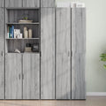 Hochschrank mit den Massen 30 x 42.5 x 185 cm in Eichenbraun und Grau
