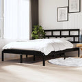 Bettgestell in Schwarz und Naturbraun