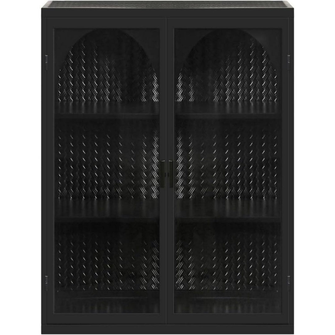 Wandschrank aus Metall und Glas